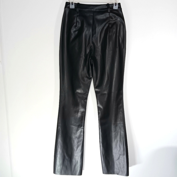 AUTOMET Black Matrix Faux Leather Wide Leg Pants Raw Hem Size Small NWT - Picture 2 of 8
